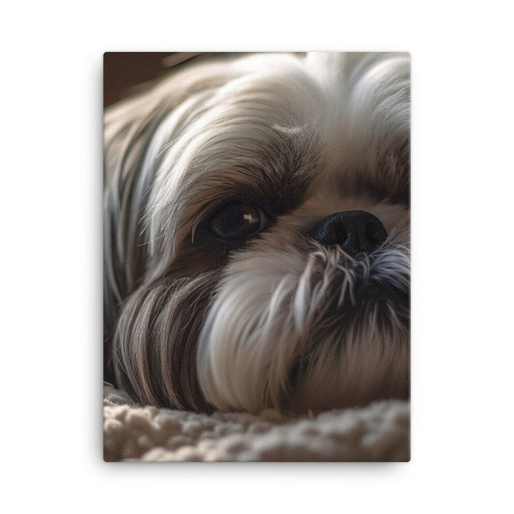 Relaxed Shih Tzu in a Cozy Home Canvas - PosterfyAI.com