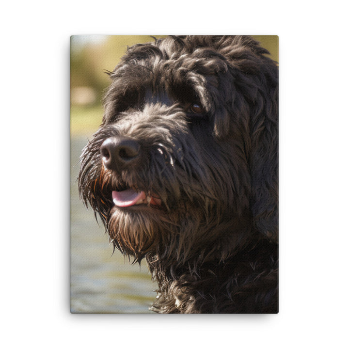 Portuguese Water Dog walk Canvas - PosterfyAI.com
