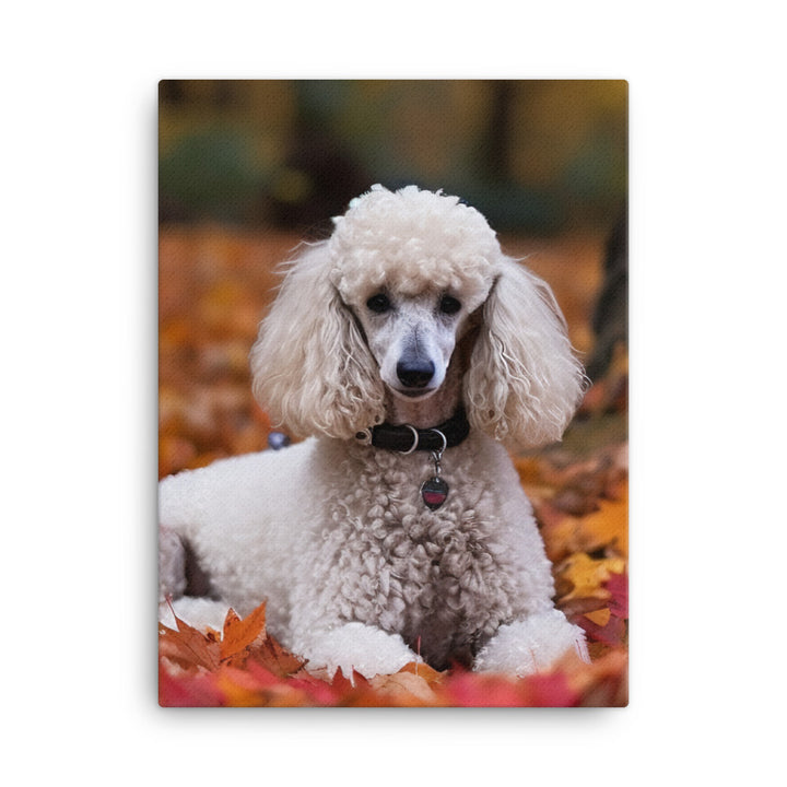 Poodle in Autumn Leaves Canvas - PosterfyAI.com