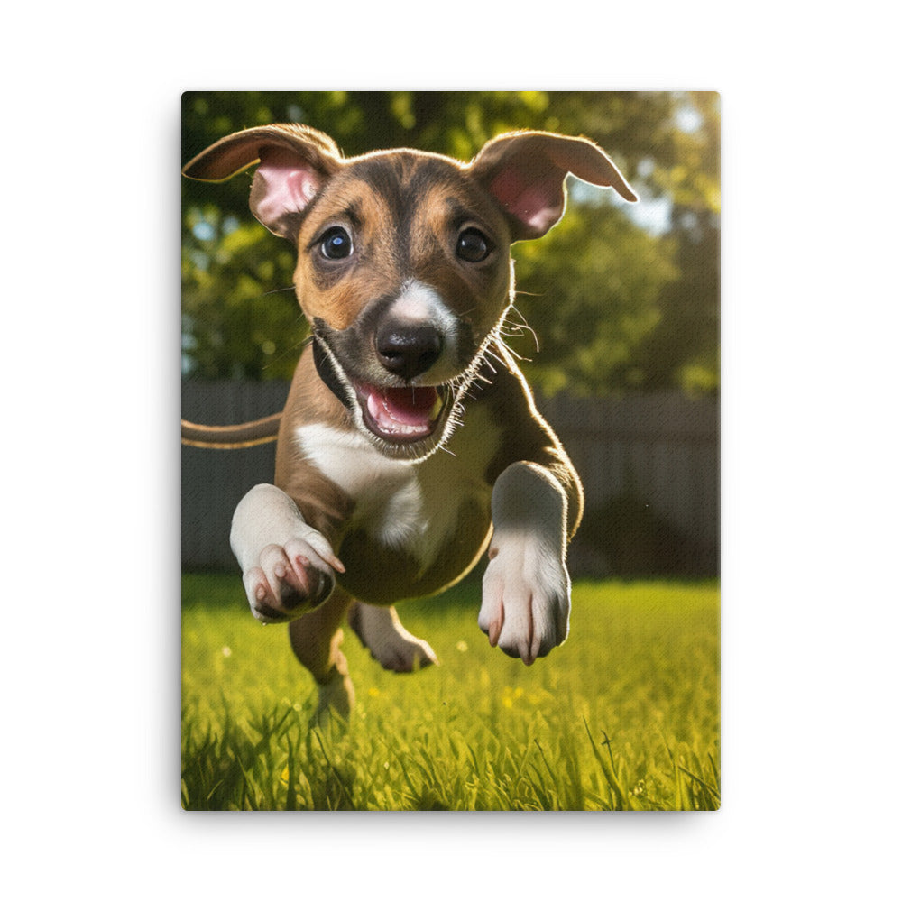 Playful Greyhound Pup Canvas - PosterfyAI.com