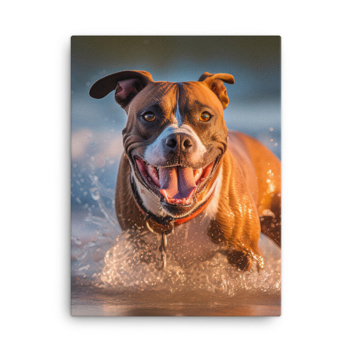 Playful American Staffordshire Terrier Canvas - PosterfyAI.com