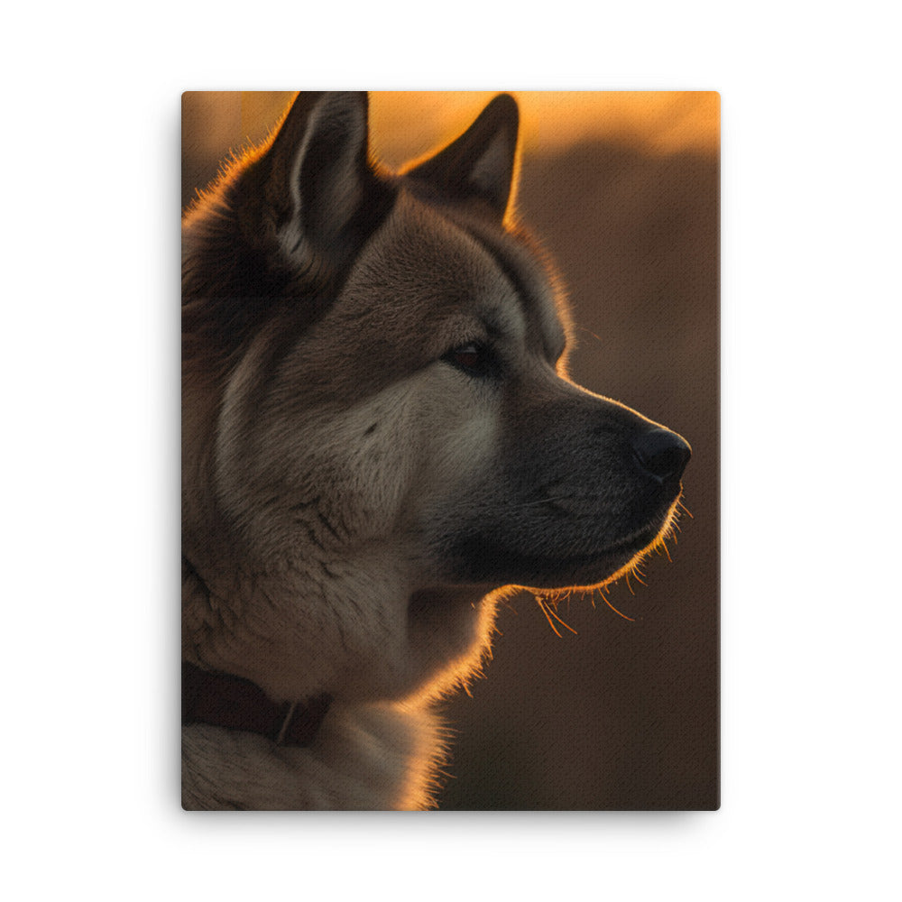 Noble Akita Gazing at the Sunset Canvas - PosterfyAI.com