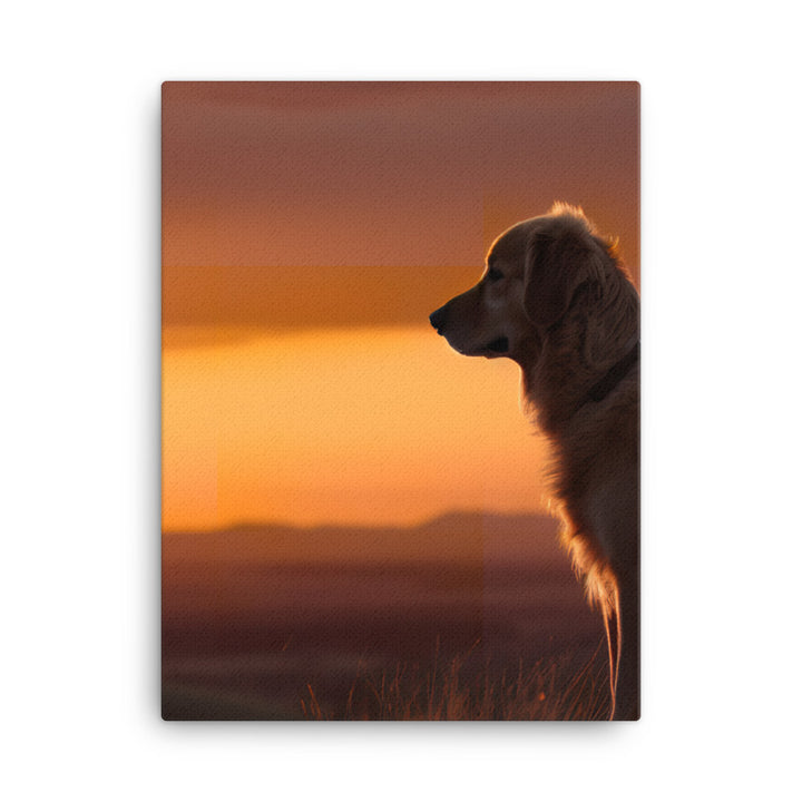 Majestic Golden Retriever at Sunset Canvas - PosterfyAI.com