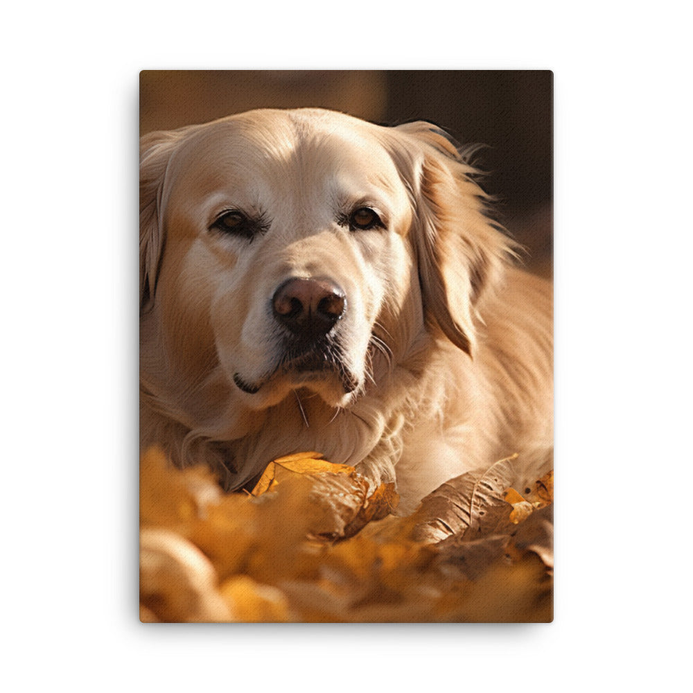 Golden Retriever in the Fall Canvas - PosterfyAI.com