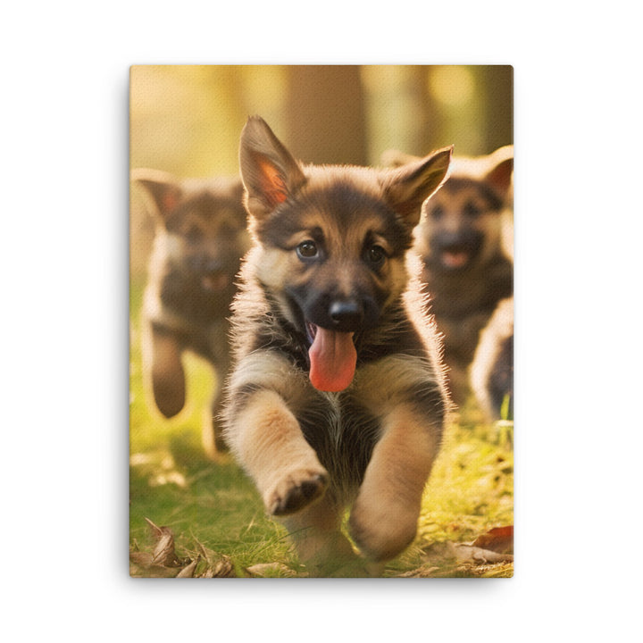 German Shepherd Puppies Canvas - PosterfyAI.com