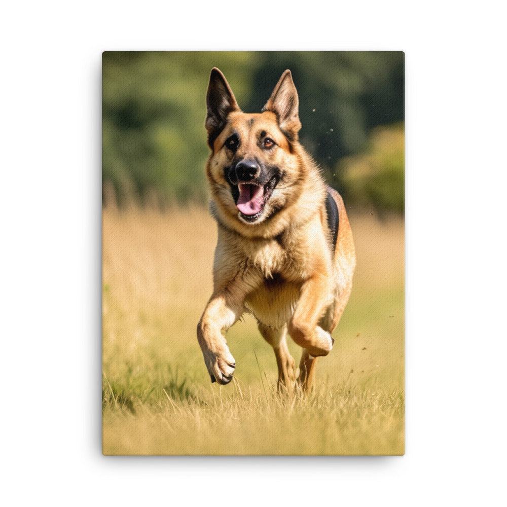 German Shepherd Playtime Canvas - PosterfyAI.com