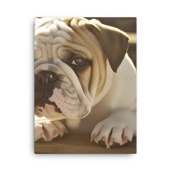 Cute Bulldog in the Sun Canvas - PosterfyAI.com