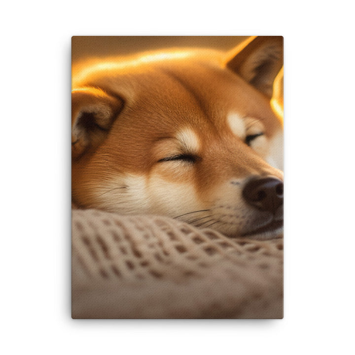 Cuddly Shiba Inu Resting Canvas - PosterfyAI.com