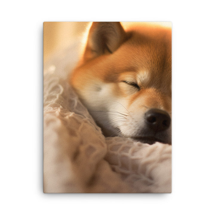 Cuddly Shiba Inu Resting Canvas - PosterfyAI.com