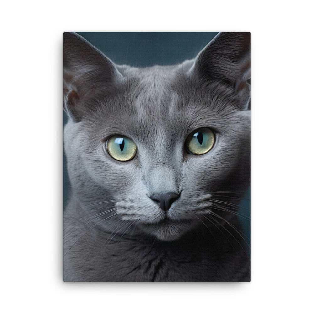 Russian Blue Cat Canvas - PosterfyAI.com