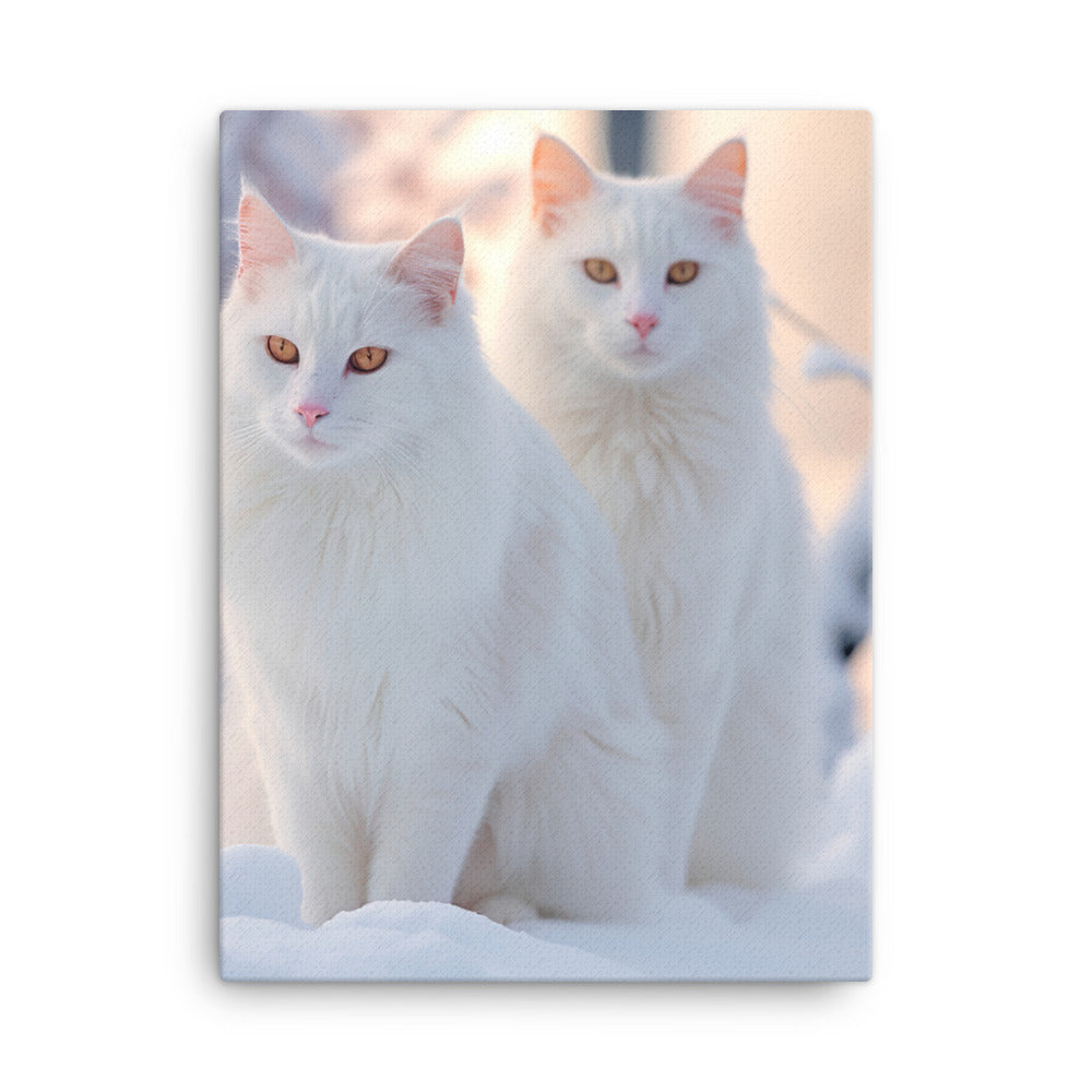 Turkish Van Cat in Winter Canvas - PosterfyAI.com