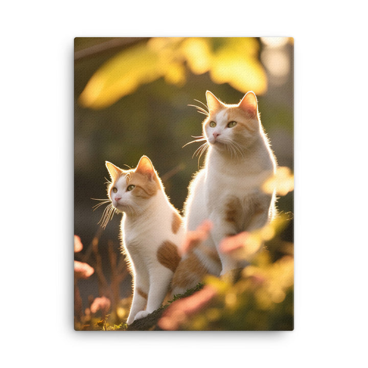 Japanese Bobtail Cat in Serene Outdoor Canvas - PosterfyAI.com