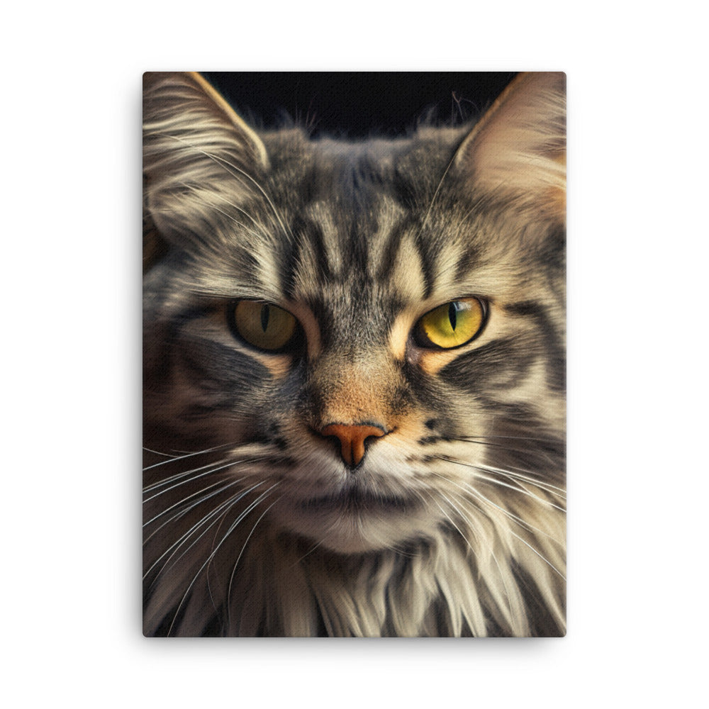 Majestic Maine Coon Portrait Canvas - PosterfyAI.com