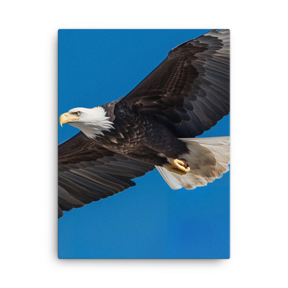 Beautiful Bald Eagle in Flight Against the Blue Sky Canvas - PosterfyAI.com