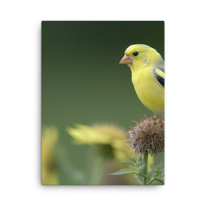 American Goldfinch in the Garden Canvas - PosterfyAI.com