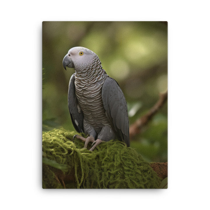 African Grey Parrot in Natural Habitat Canvas - PosterfyAI.com