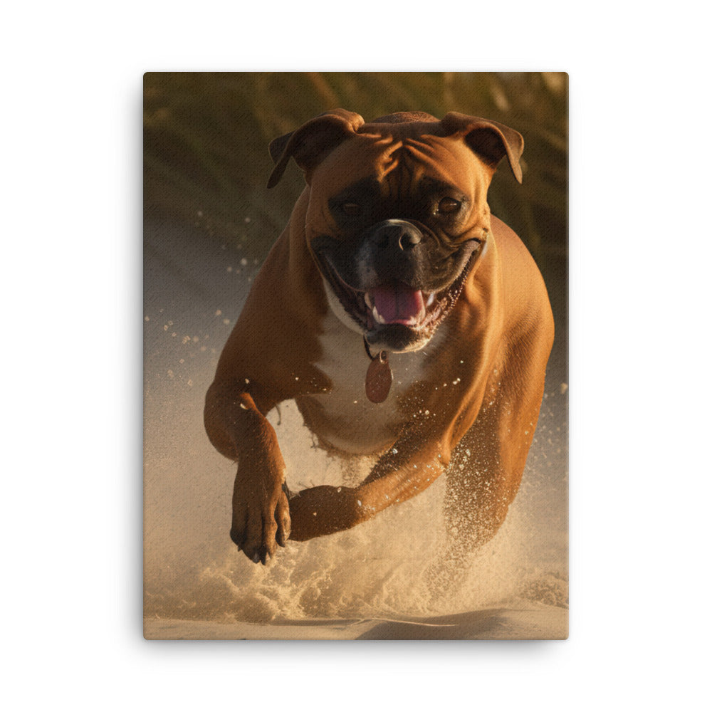 Boxer on the Beach Canvas - PosterfyAI.com