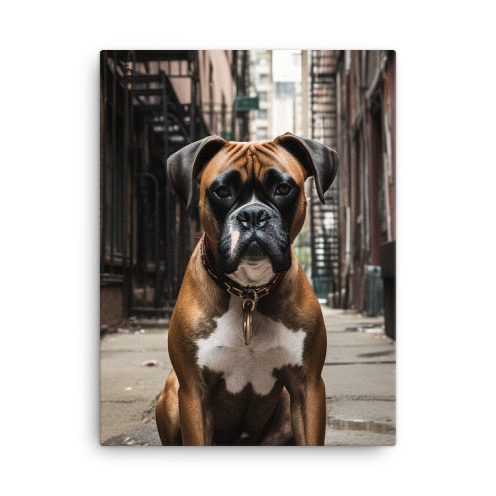 Boxer in the City Canvas - PosterfyAI.com