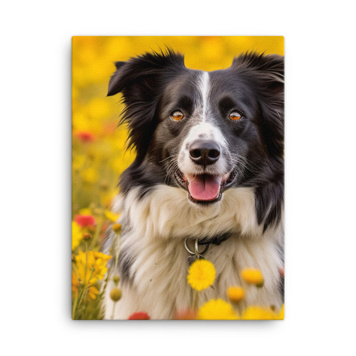 Border Collie in Bloom Canvas - PosterfyAI.com