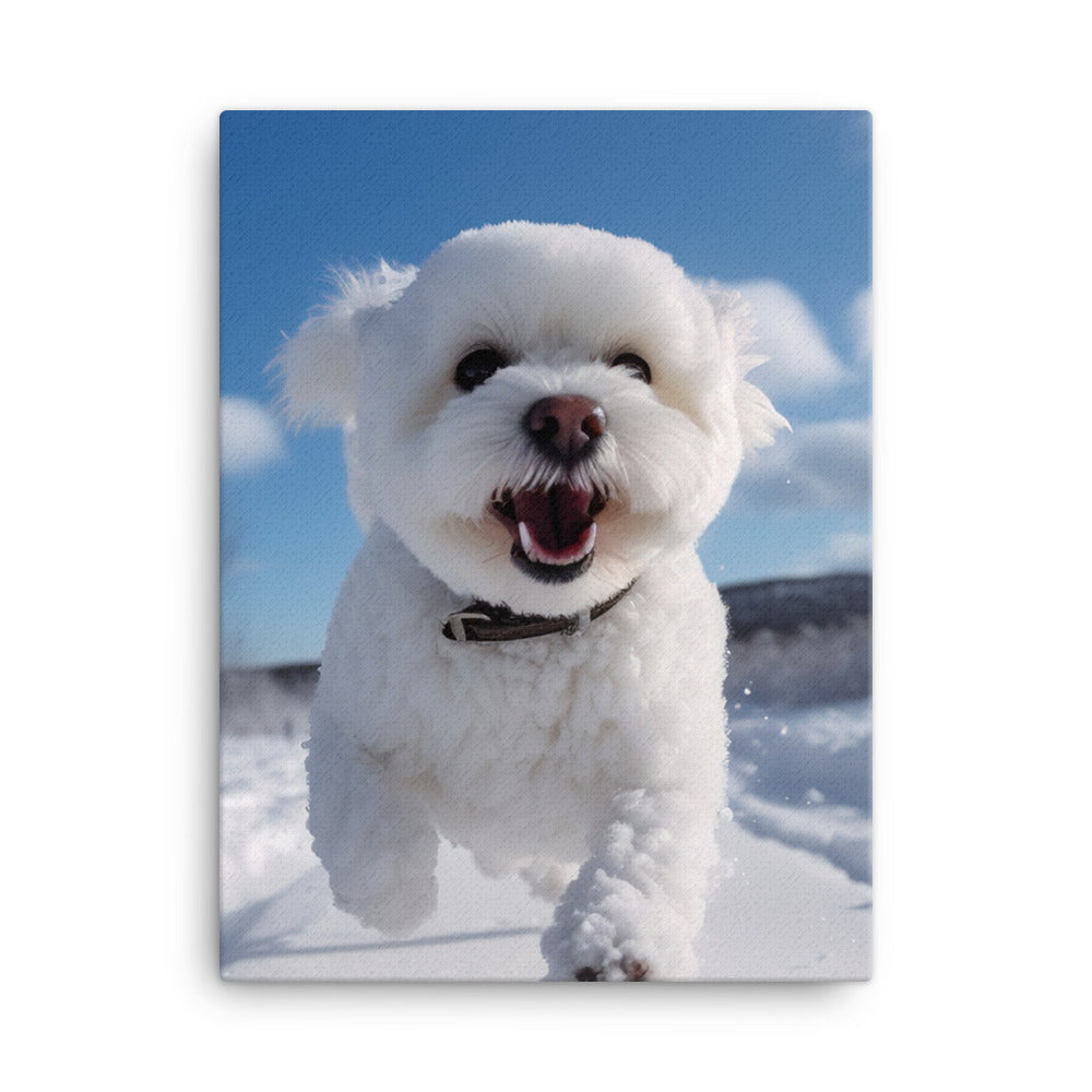 Bichon Frise in the Snow Canvas - PosterfyAI.com