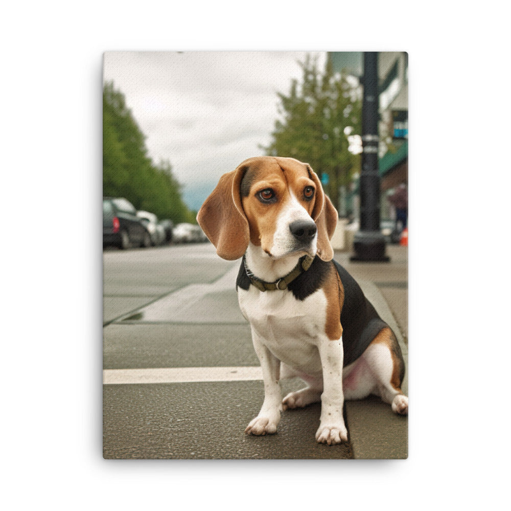 Beagle in the city Canvas - PosterfyAI.com