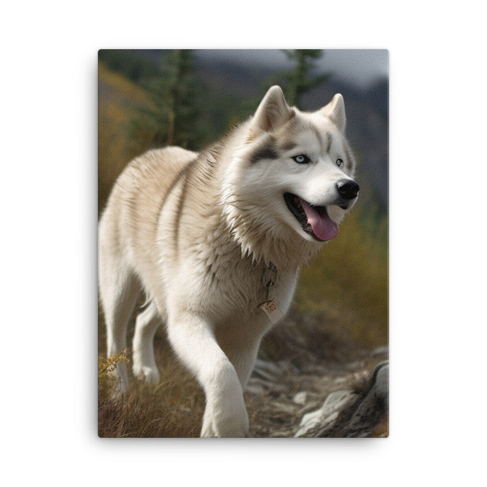 Alaskan Malamute on a Hike Canvas - PosterfyAI.com