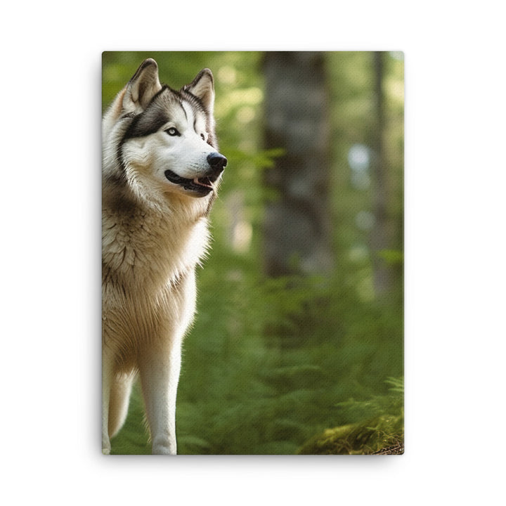 Alaskan Malamute in the Forest Canvas - PosterfyAI.com