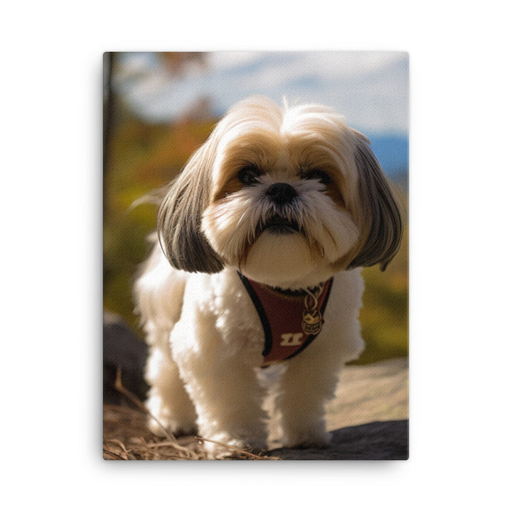 Adventurous Shih Tzu on a Hike Canvas - PosterfyAI.com