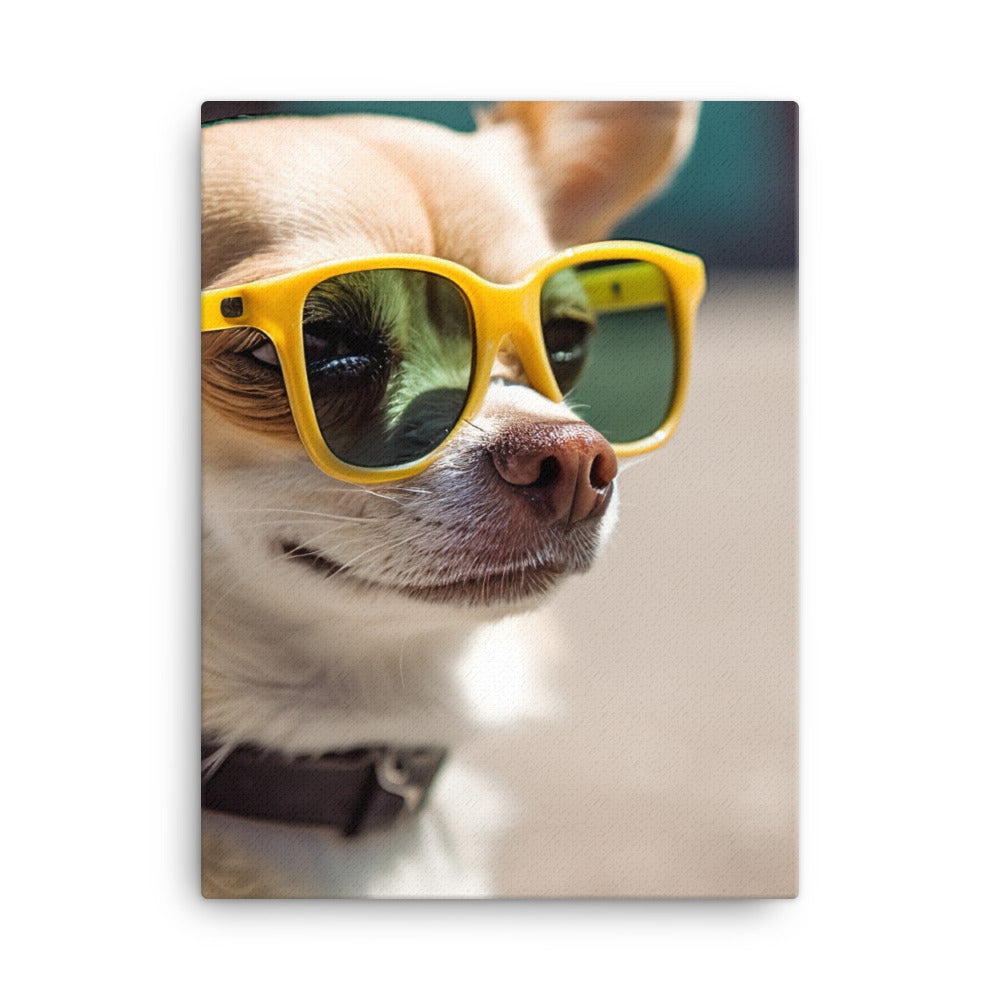 A Chihuahua wearing sunglasses Canvas - PosterfyAI.com