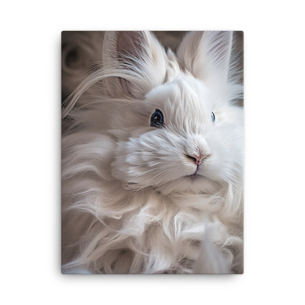 French Angora Bunnys Intricate Fur Detail Canvas - PosterfyAI.com