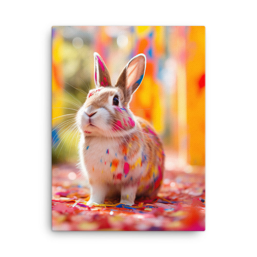 Playful English Spot Bunny Canvas - PosterfyAI.com