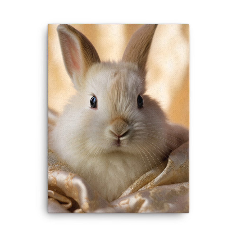 Mini Satin Bunnys Luxurious Presence Canvas - PosterfyAI.com