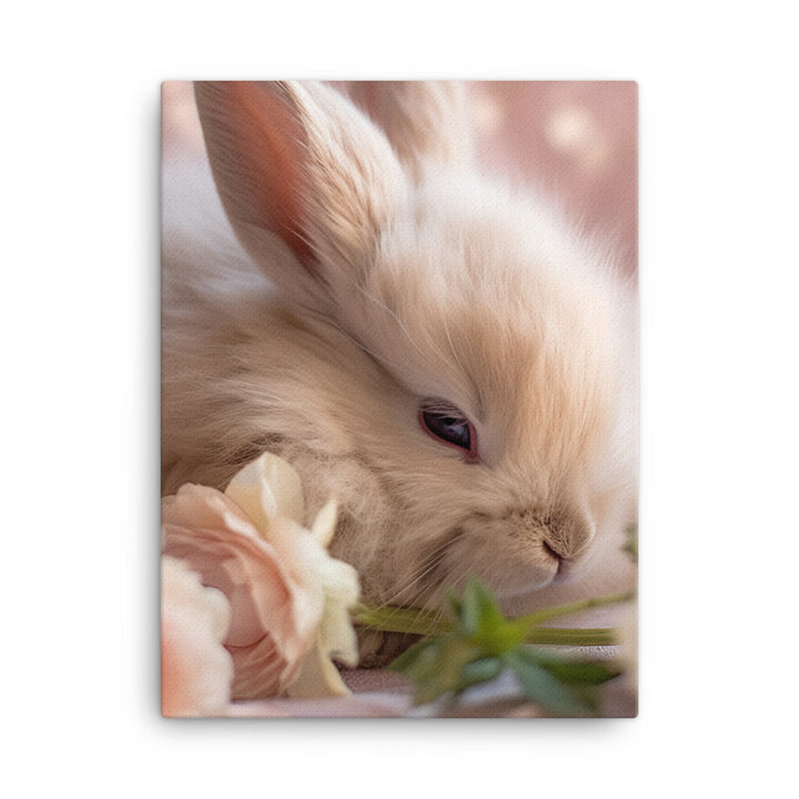 Mini Satin Bunny in Tranquil Bliss Canvas - PosterfyAI.com