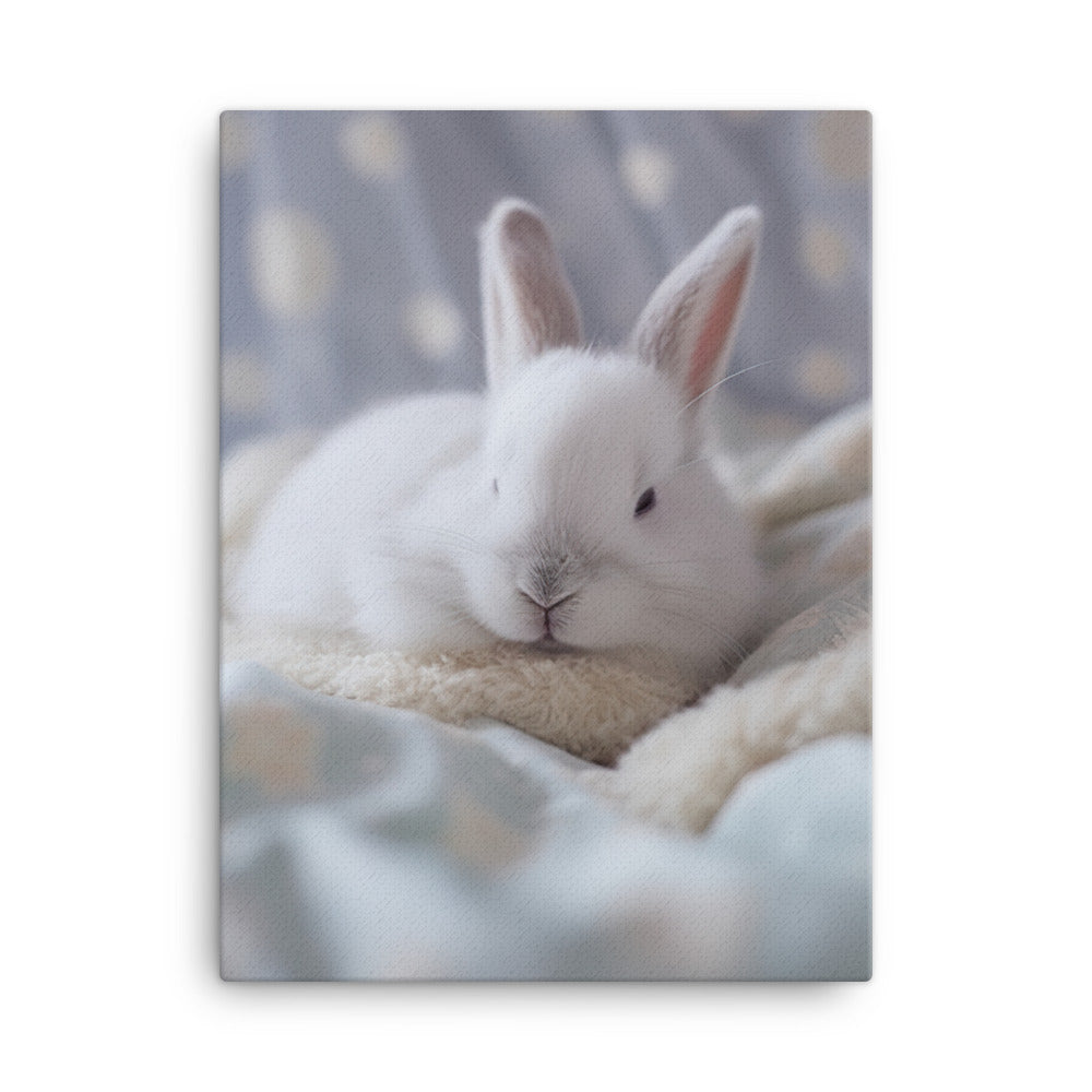 Mini Satin Bunny in Tranquil Bliss Canvas - PosterfyAI.com