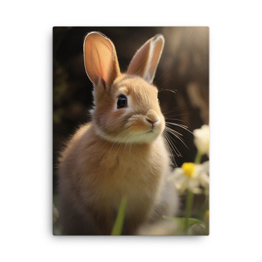 Tan Bunnys Playful Wonders Canvas - PosterfyAI.com