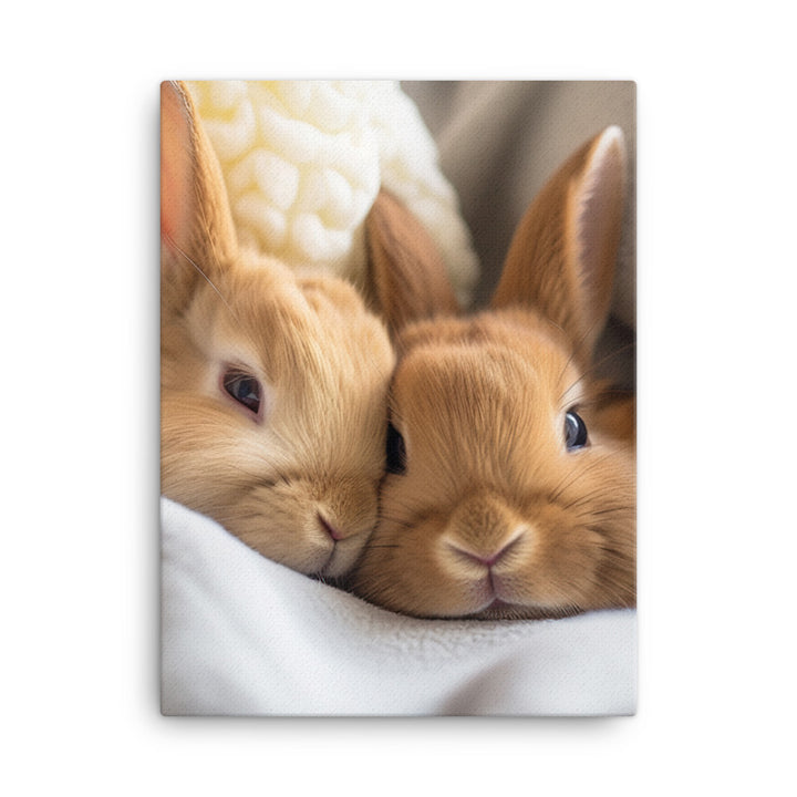Tan Bunnys Gentle Cuddles Canvas - PosterfyAI.com