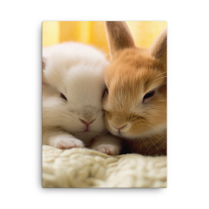 Tan Bunnys Gentle Cuddles Canvas - PosterfyAI.com