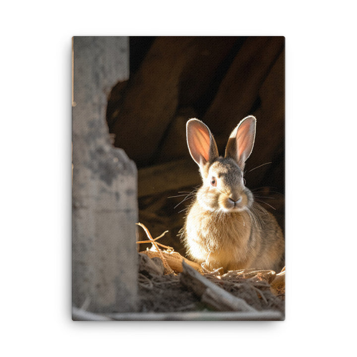 Tan Bunny Amidst Rustic Beauty Canvas - PosterfyAI.com