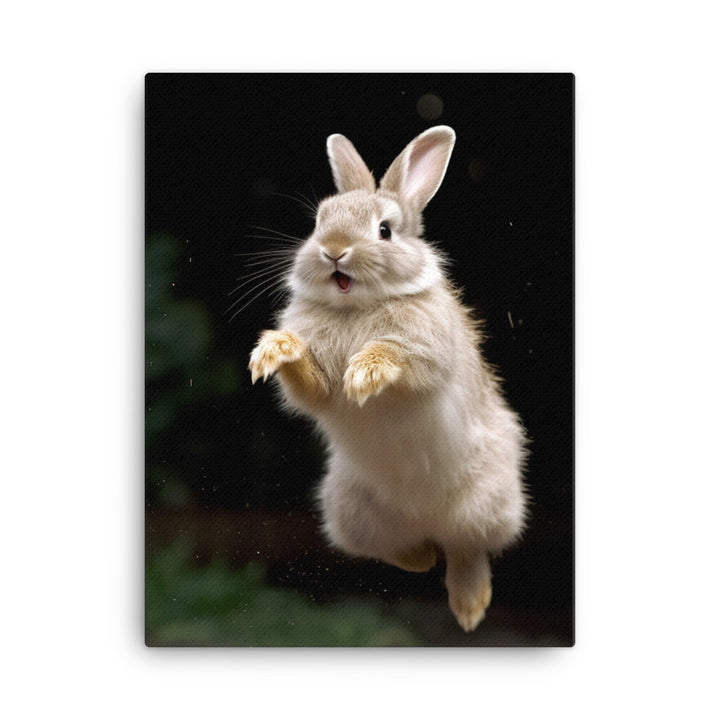 Thrianta Bunny Enjoying a Playful Hop Canvas - PosterfyAI.com