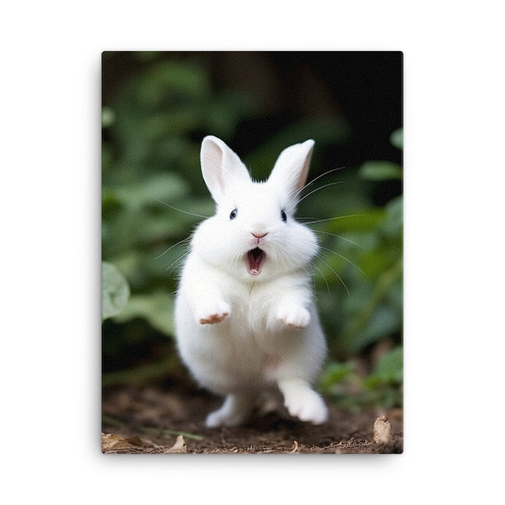 Dwarf Hotot Bunny Enjoying a Playful Hop Canvas - PosterfyAI.com