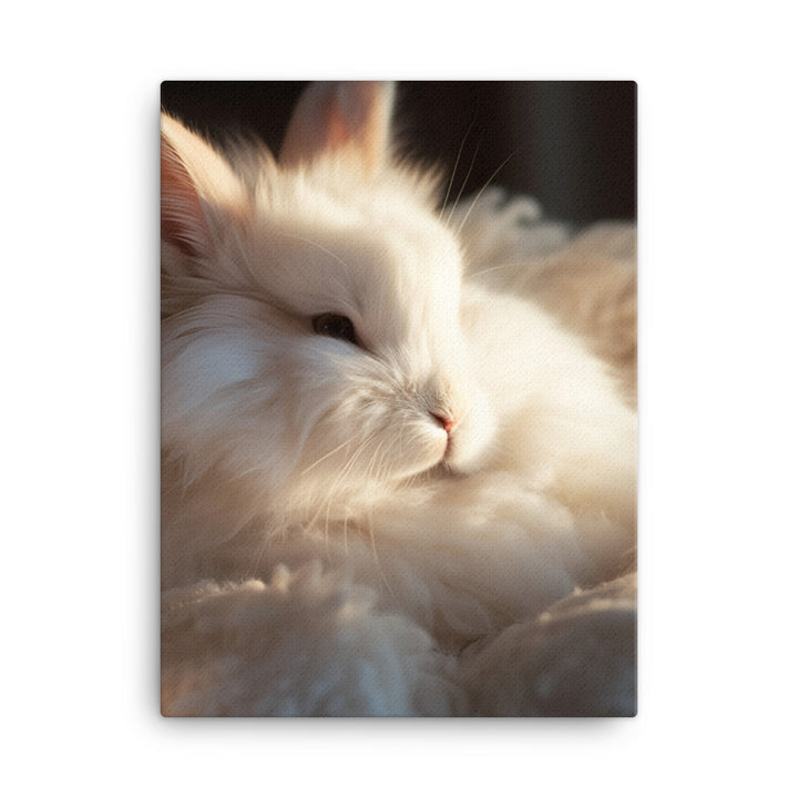 Satin Angora Bunny in a Cozy Setting Canvas - PosterfyAI.com