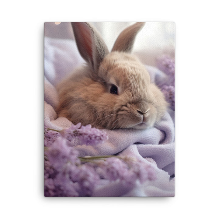 Lilac Bunny in a Cozy Setting Canvas - PosterfyAI.com