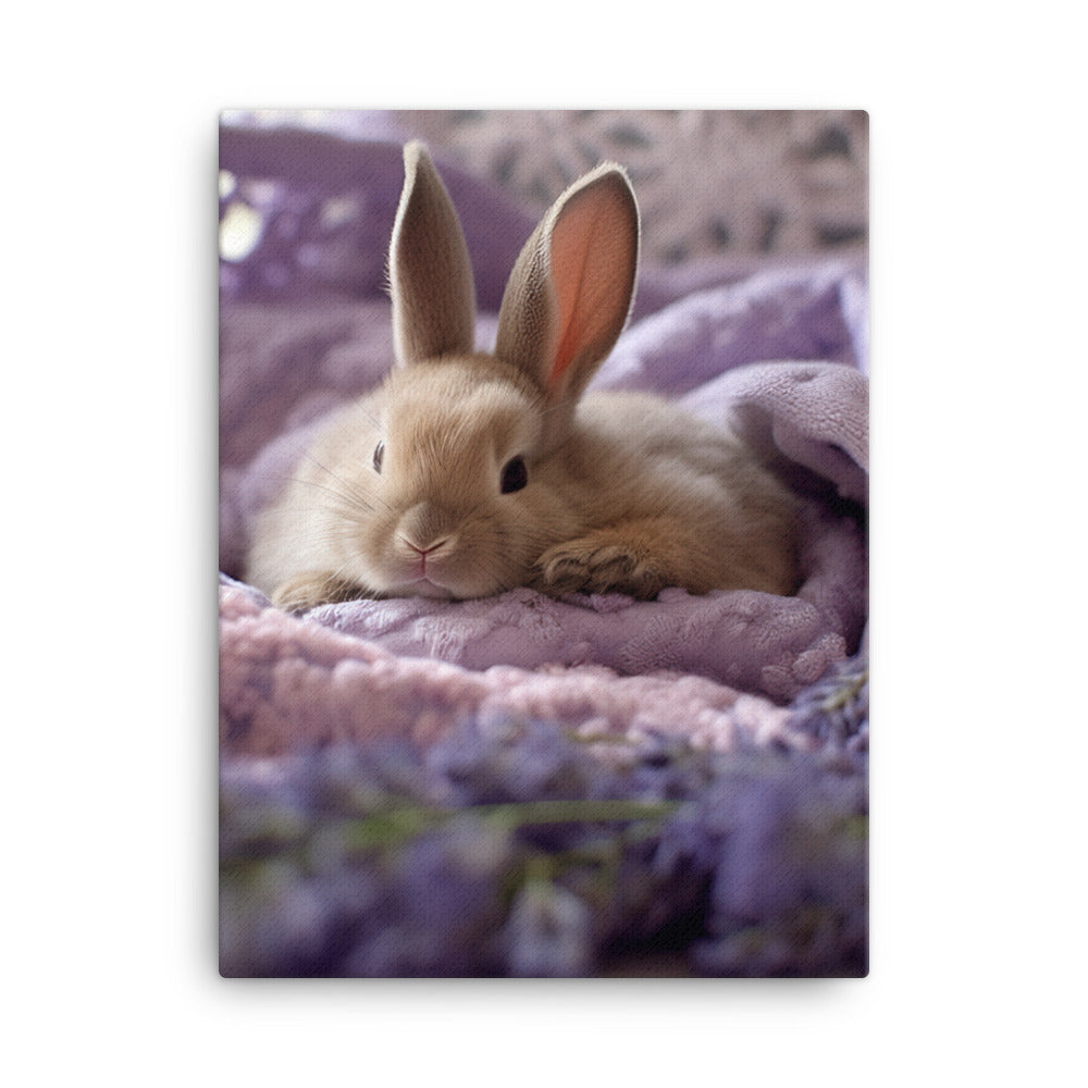 Lilac Bunny in a Cozy Setting Canvas - PosterfyAI.com