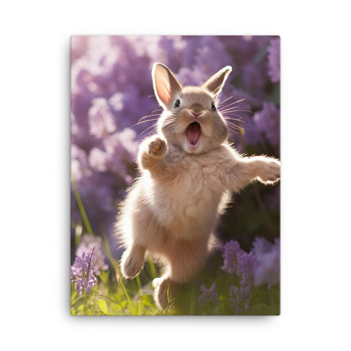 Lilac Bunny Enjoying a Playful Hop Canvas - PosterfyAI.com