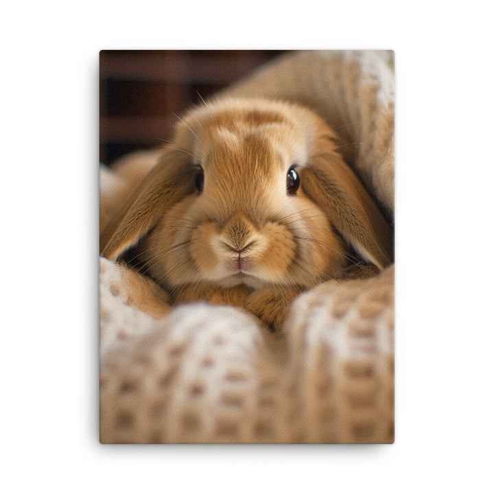 Mini Lop Bunny in a Cozy Setting Canvas - PosterfyAI.com