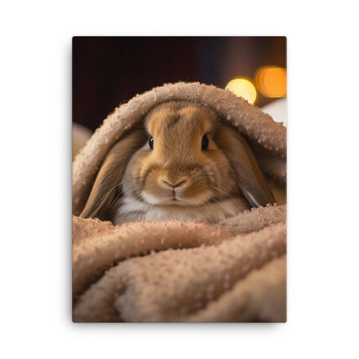 Mini Lop Bunny in a Cozy Setting Canvas - PosterfyAI.com