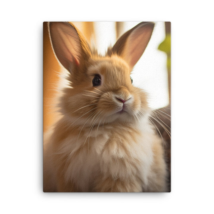 Lionhead Bunny in a Cozy Setting Canvas - PosterfyAI.com