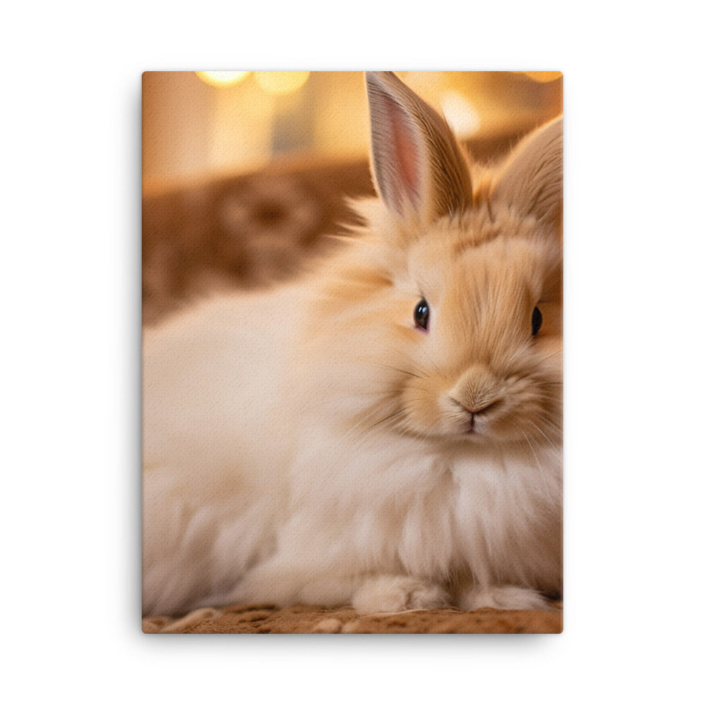 Lionhead Bunny in a Cozy Setting Canvas - PosterfyAI.com