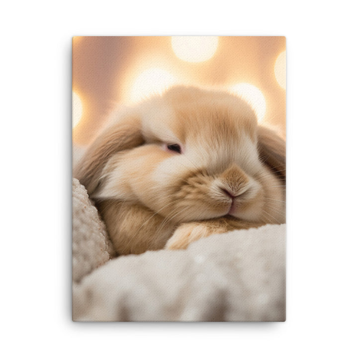 Holland Lop Bunny in a Cozy Setting Canvas - PosterfyAI.com