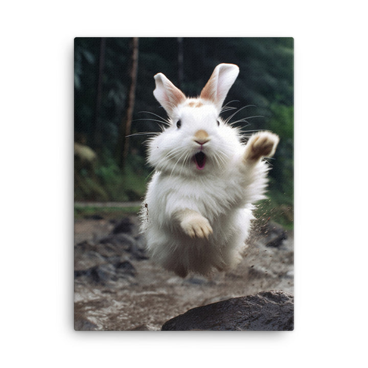 Himalayan Bunny Enjoying a Playful Hop Canvas - PosterfyAI.com